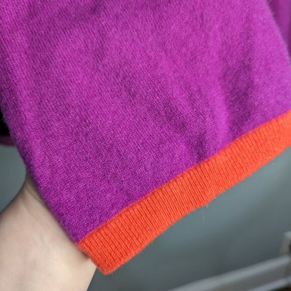Lands End 100% Cashmere Purple Colorblock Sweater Preppy Casual Classic Large - Picture 5 of 5